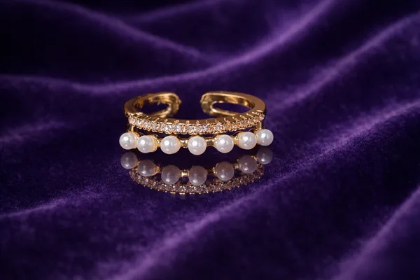 White_Gold_Plated_Double_Band_Adjustable_Ring_With_Pearls_And_Crystals_For_Women