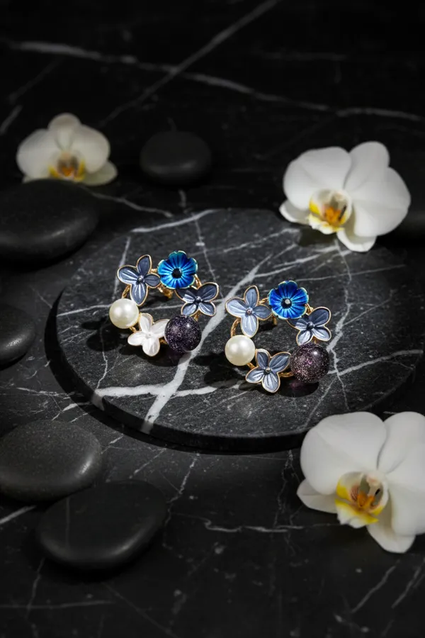 Blue_Floral_Wreath_Earrings_With_Pearl_And_Sparkle_Accents_For_Women