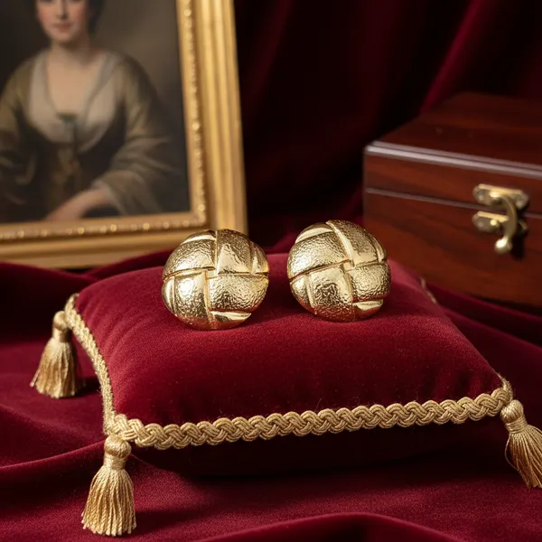 Golden_Woven_Dome_Stud_Earrings_For_Women