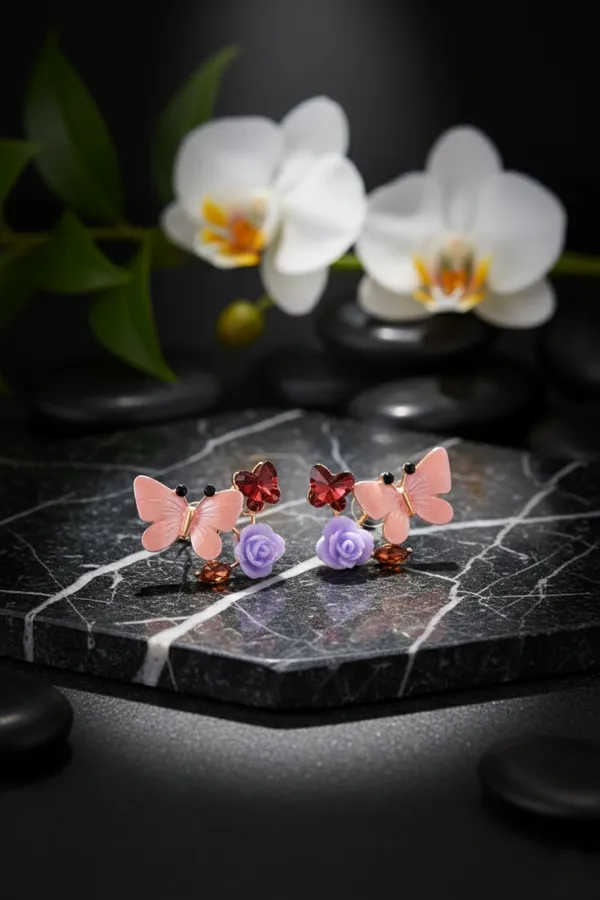 Multicolour_Floral_Butterfly_Stud_Earrings_With_Crystal_Accents_For_Women