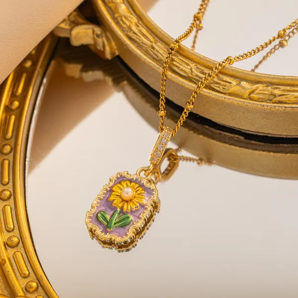 Golden_Sunflower_Enamel_Pendant_Gold_Chain_Necklace_For_Women