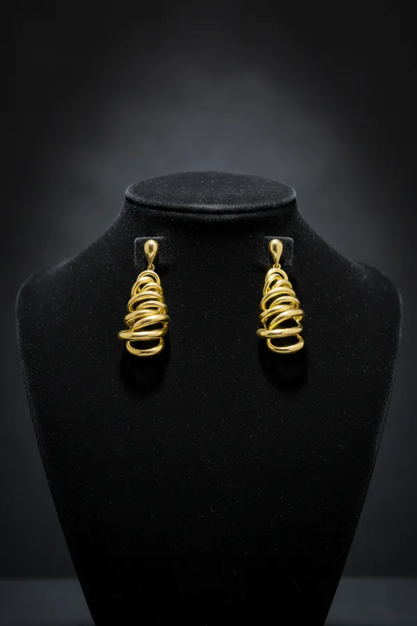 Gold_Plated_Spiral_Cone_Drop_Earrings_For_Women