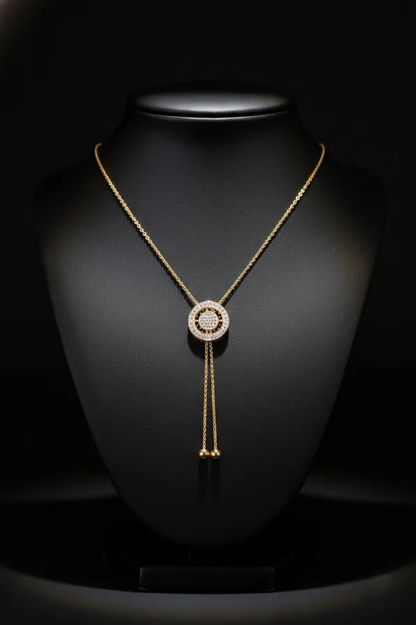White_Circular_Crystal_Pendant_Lariat_Necklace_With_Adjustable_Chain_For_Women