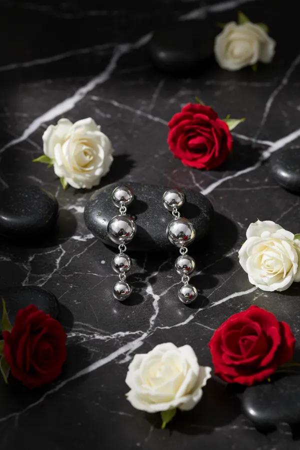 Golden_Silver_Graduated_Ball_Drop_Earrings_For_Women