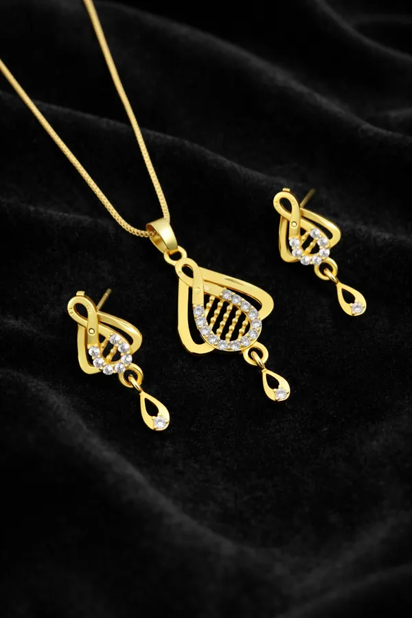 Gold_Plated_Cz_Stone_Pendant_Necklace_Set_With_Earrings_For_Women