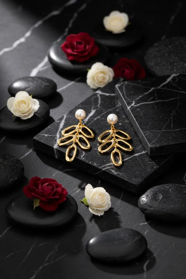 Golden_Pearl_Drop_Leaf_Earrings_For_Women