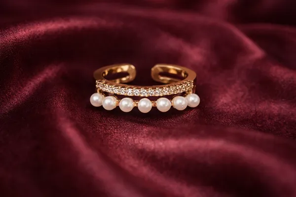 White_Gold_Plated_Double_Band_Adjustable_Ring_With_Pearls_And_Crystals_For_Women