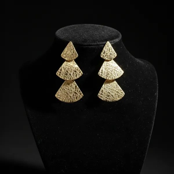 Brown_Textured_Triple_Tier_Drop_Earrings_For_Women