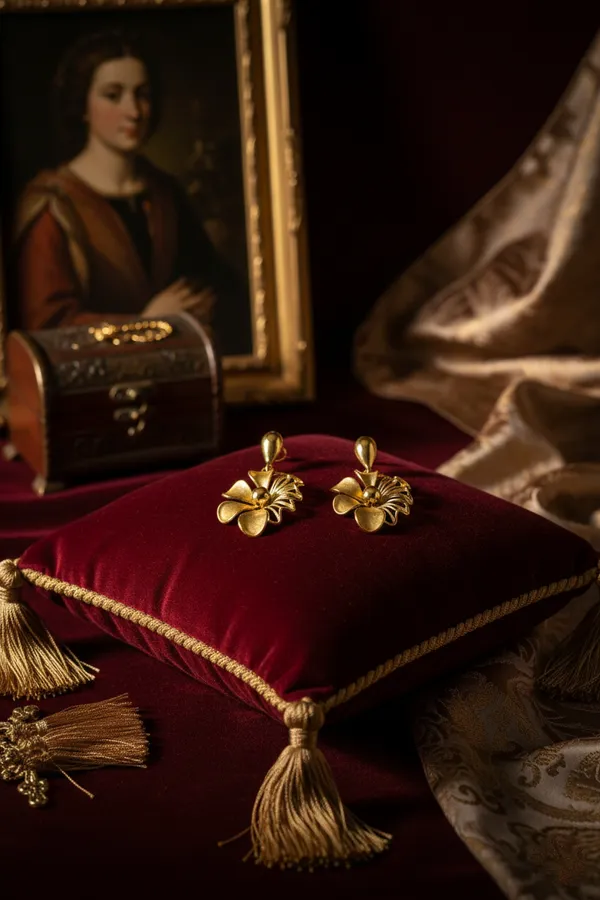Golden_Floral_Drop_Earrings_For_Women