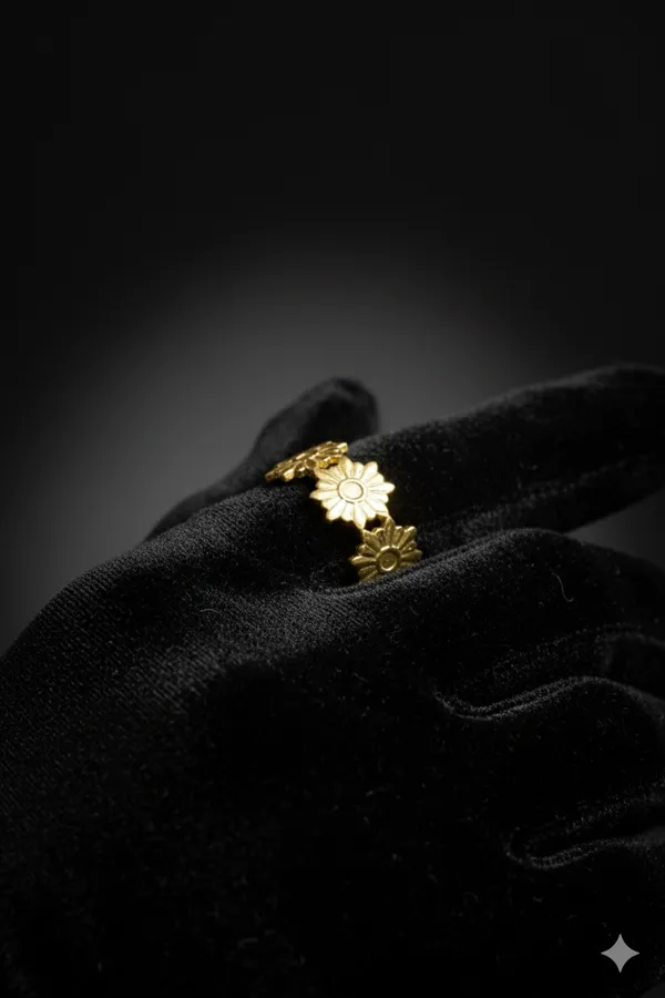 Golden_Floral_Daisy_Adjustable_Ring_For_Women