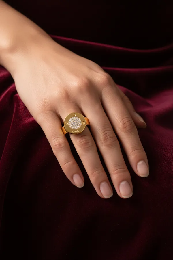 Golden_Cartier_Inspired_Gold_Plated_Ring_With_Pave_Diamond_Center_For_Women