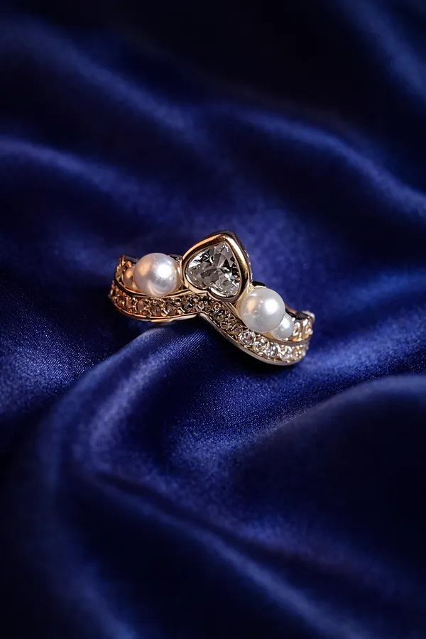 Multicolour_Crown_Design_Pearl_And_Crystal_Ring_Set_For_Women