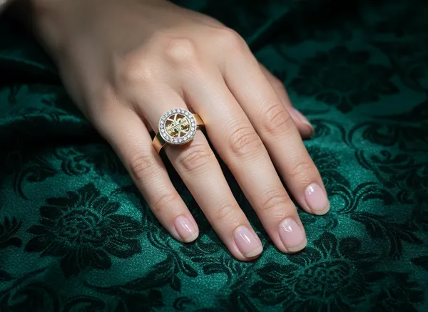 Gold_Plated_Prosperity_Symbol_Ring_With_Crystal_Halo_For_Women
