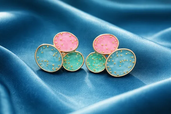 Multicolour_Pastel_Pink_And_Blue_Geometric_Circle_Stud_Earrings_With_Gold_Specks_For_Women
