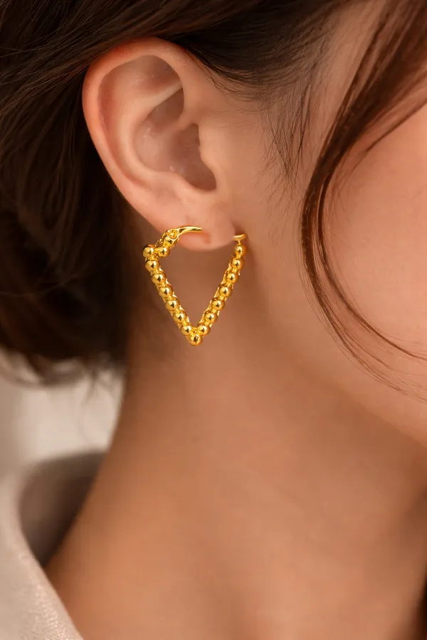 Gold_Plated_Beaded_Heart_Shaped_Hoop_Earrings_For_Women