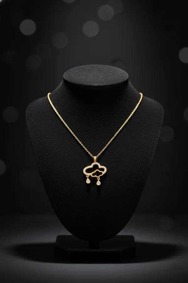 Golden_Cloud_And_Raindrop_Crystal_Pendant_Necklace_Gold_Plated_Chain_For_Women