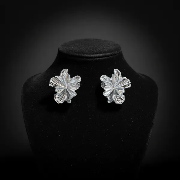 White_Elegant_Silver_Toned_Floral_Stud_Earrings_For_Women