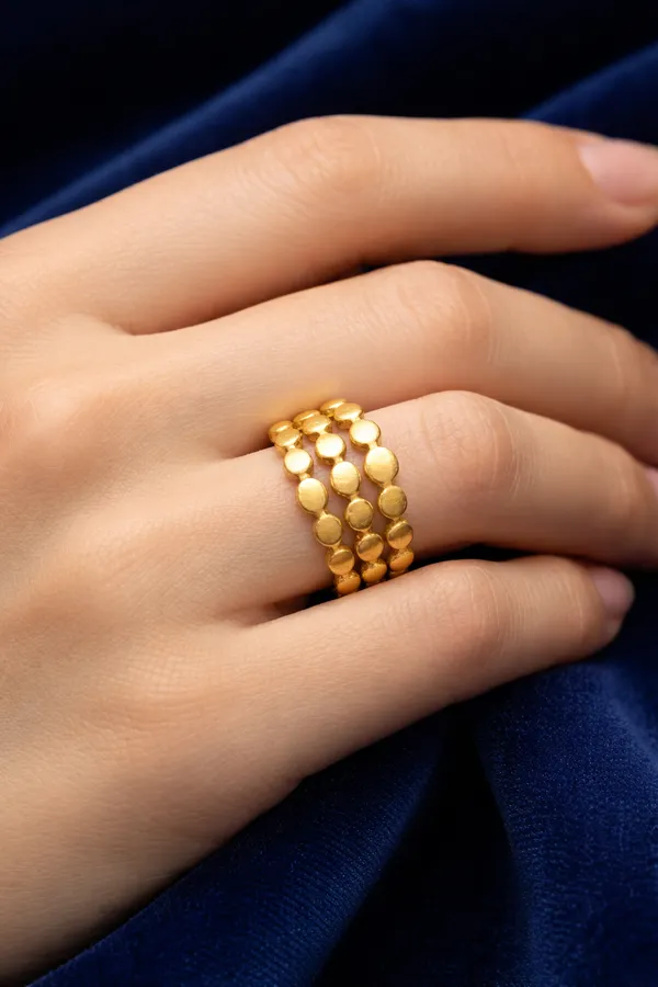 Gold_Plated_Triple_Row_Beaded_Adjustable_Ring_For_Women