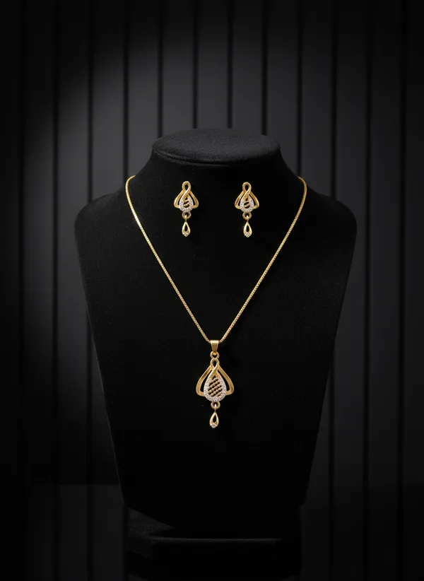 Gold_Plated_Cz_Stone_Pendant_Necklace_Set_With_Earrings_For_Women