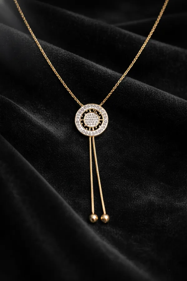 White_Circular_Crystal_Pendant_Lariat_Necklace_With_Adjustable_Chain_For_Women