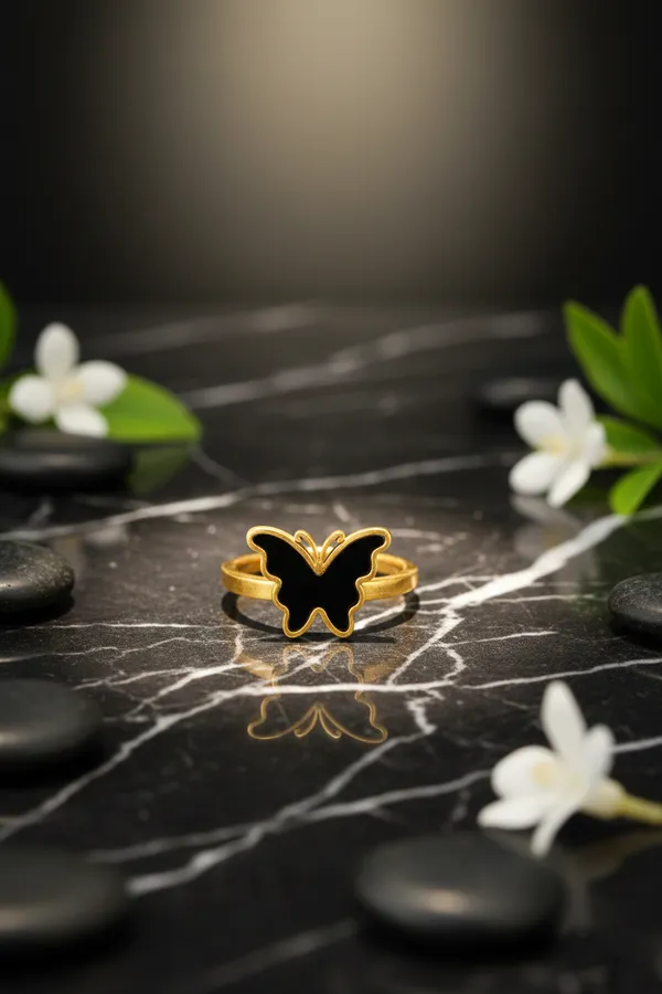 Black_Elegant_Butterfly_Gold_Plated_Adjustable_Ring_For_Women