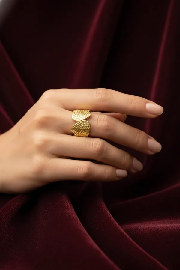 Gold_Plated_Heart_Textured_Statement_Ring_For_Women
