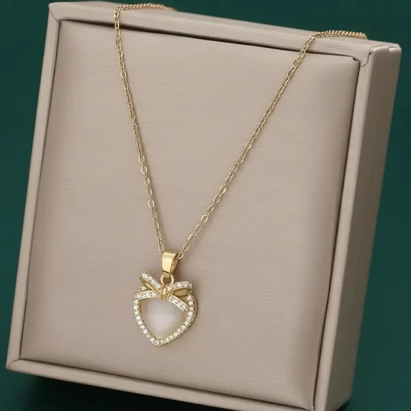 White_Gold_Plated_Heart_Pendant_Necklace_With_Crystal_Bow_Accent_And_Mother_Of_Pearl_Inlay_For_Women