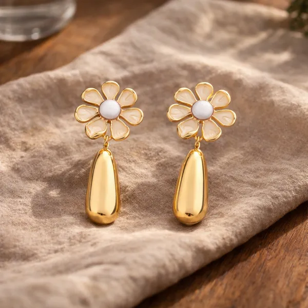 Golden_Flower_Drop_Earrings_With_Pearl_Center_For_Women