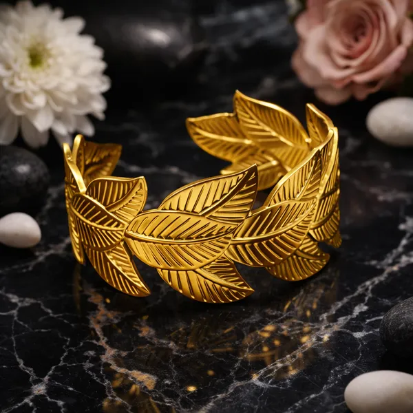 Golden_Leaf_Design_Adjustable_Bracelet_For_Women