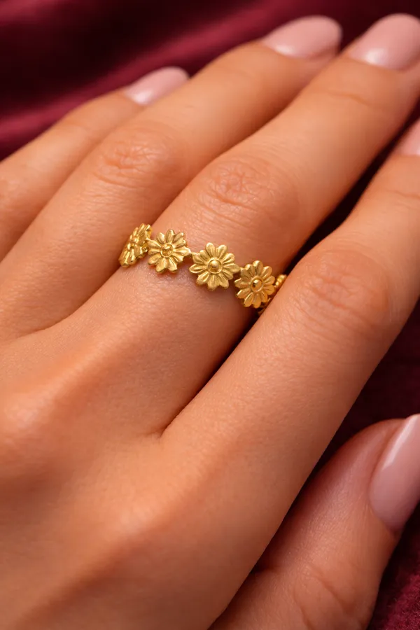 Golden_Floral_Daisy_Adjustable_Ring_For_Women