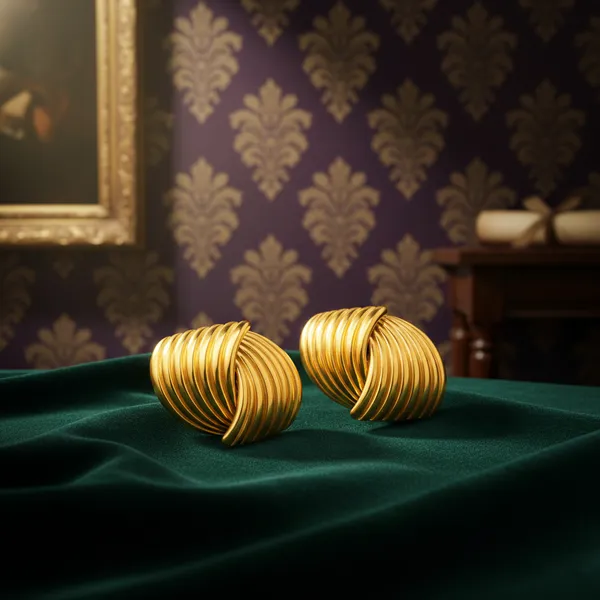 Golden_Elegant_Gold_Plated_Ribbed_Shell_Stud_Earrings_For_Women