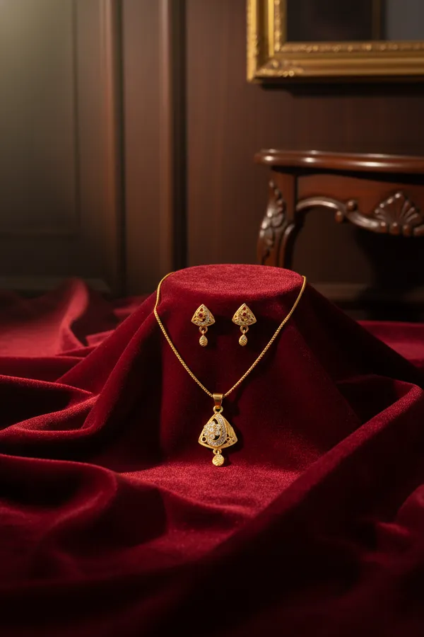 Golden_Traditional_Gold_Plated_Crystal_Pendant_Necklace_And_Earrings_Set_For_Women