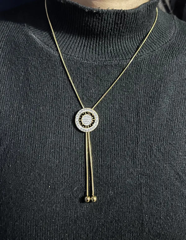 White_Circular_Crystal_Pendant_Lariat_Necklace_With_Adjustable_Chain_For_Women