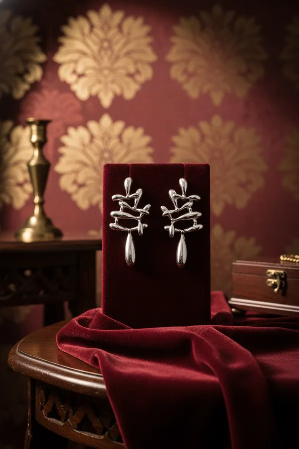 Silver_Elegant_Toned_Drop_Earrings_With_Abstract_Design_For_Women