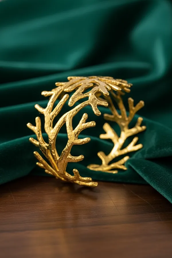 Golden_Coral_Branch_Cuff_Bracelet_For_Women