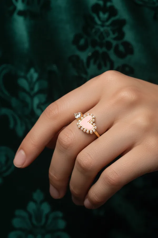 Off_White_Heart_And_Triangle_Pearl_Ring_Adjustable_Fashion_For_Women