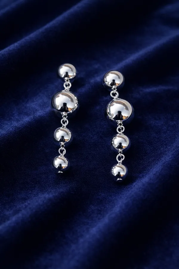 Golden_Silver_Graduated_Ball_Drop_Earrings_For_Women