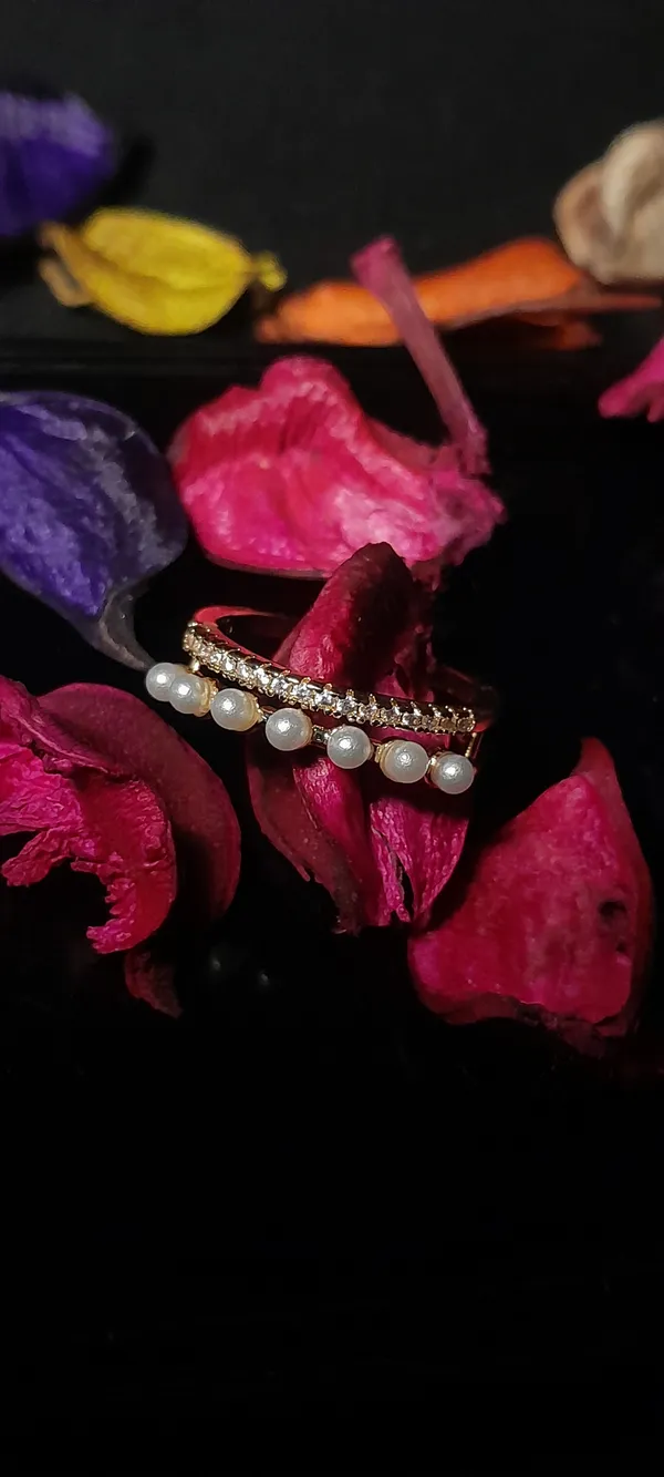 White_Gold_Plated_Double_Band_Adjustable_Ring_With_Pearls_And_Crystals_For_Women