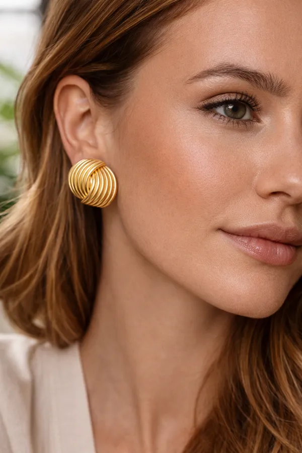 Golden_Elegant_Ribbed_Swirl_Stud_Earrings_For_Women