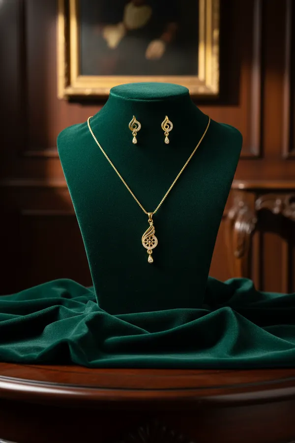 Golden_Peacock_Pendant_Necklace_Set_With_Matching_Earrings_For_Women