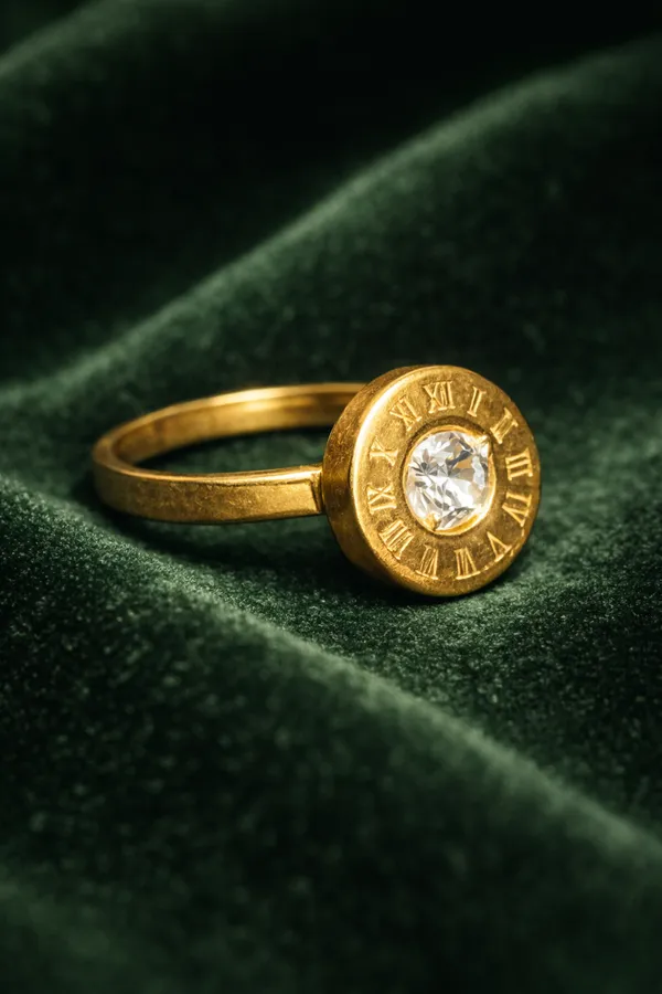 Golden_Gold_Roman_Numeral_Clock_Face_Ring_With_Clear_Stone_For_Women