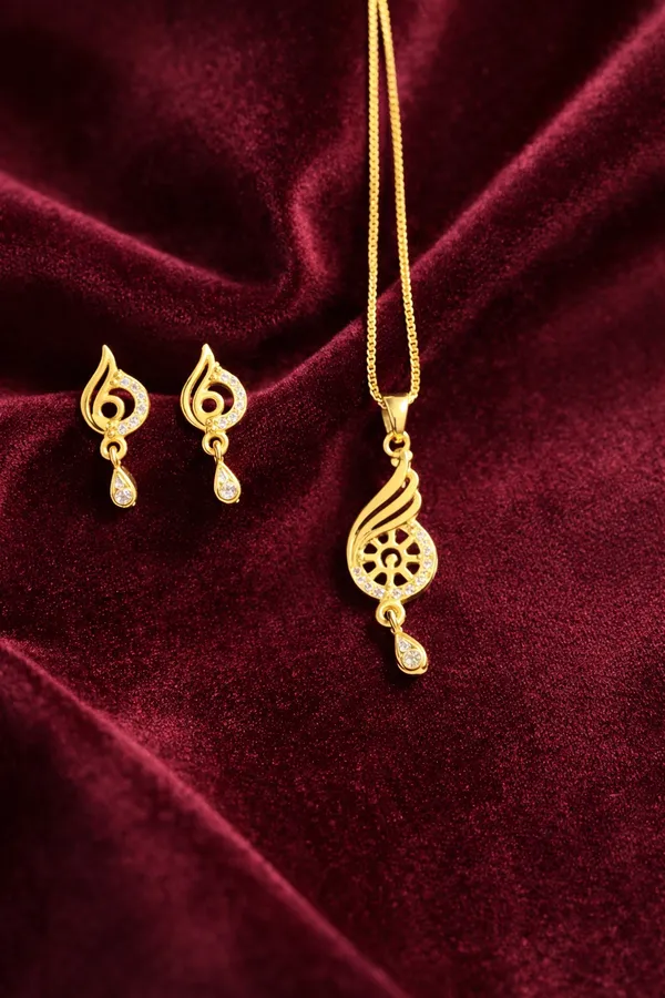 Golden_Peacock_Pendant_Necklace_Set_With_Matching_Earrings_For_Women