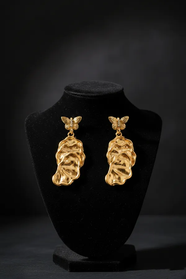 Gold_Plated_Butterfly_Oyster_Shell_Drop_Earrings_For_Women