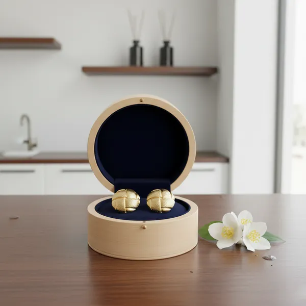Golden_Woven_Dome_Stud_Earrings_For_Women