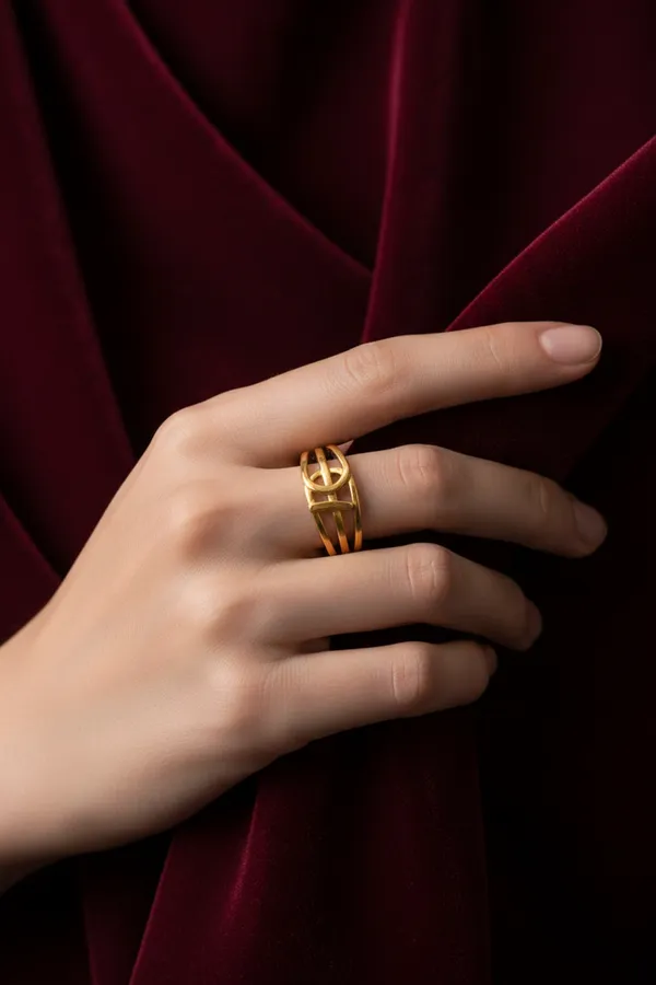 Golden_Elegant_Gold_Plated_Adjustable_Knot_Ring_For_Women