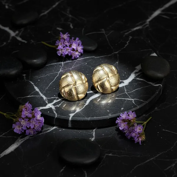 Golden_Woven_Dome_Stud_Earrings_For_Women