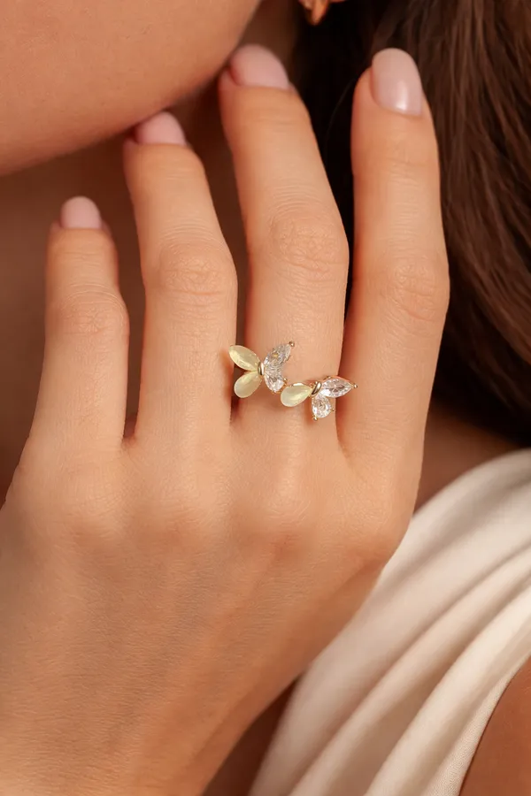 Golden_Dual_Butterfly_Crystal_And_Enamel_Adjustable_Ring_For_Women