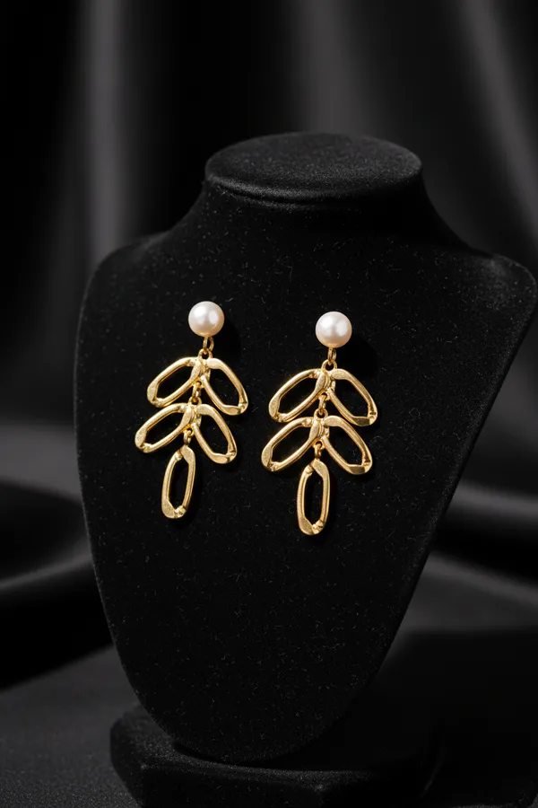Golden_Pearl_Drop_Leaf_Earrings_For_Women