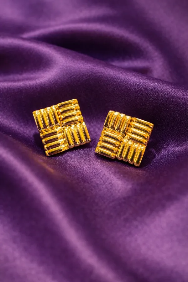 Golden_Textured_Square_Stud_Earrings_For_Women