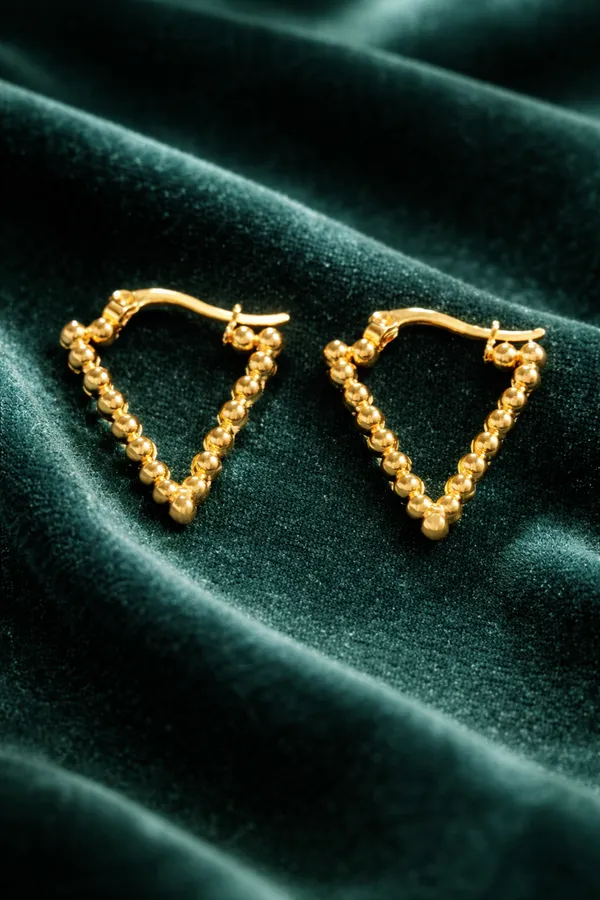 Gold_Plated_Beaded_Heart_Shaped_Hoop_Earrings_For_Women